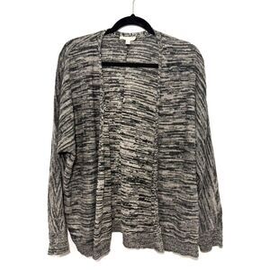 Eileen Fisher Linen Heathered Cardigan Sweater - Black/Tan M